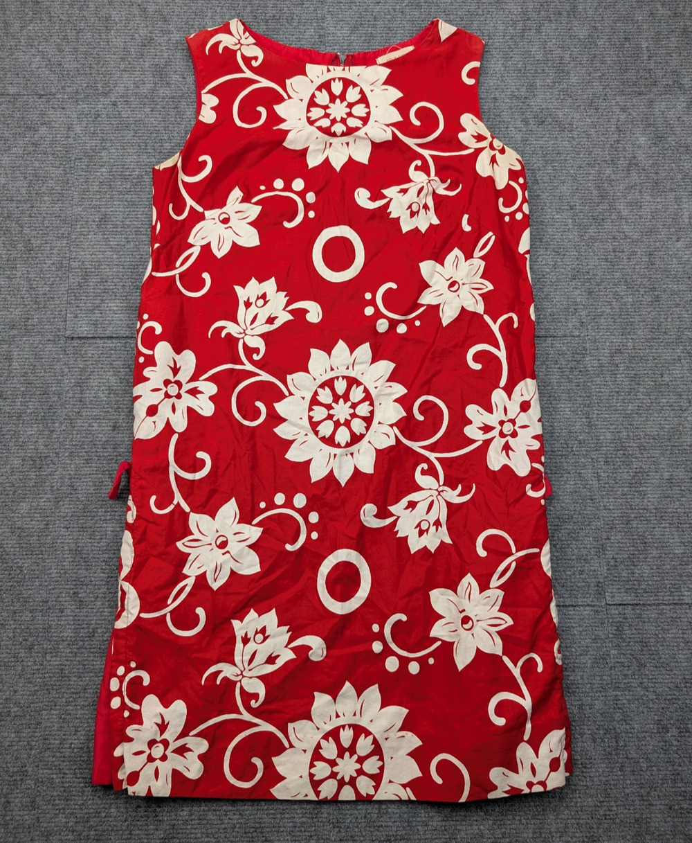 Vintage Royal Hawaiian Dress Women 12 Beach Resort Vacation Red Shift Mod Floral